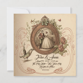 Vintage cinderella wedding invitation