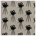 VINTAGE CINE CAMERA AND TRIPOD MOTIF FABRIC