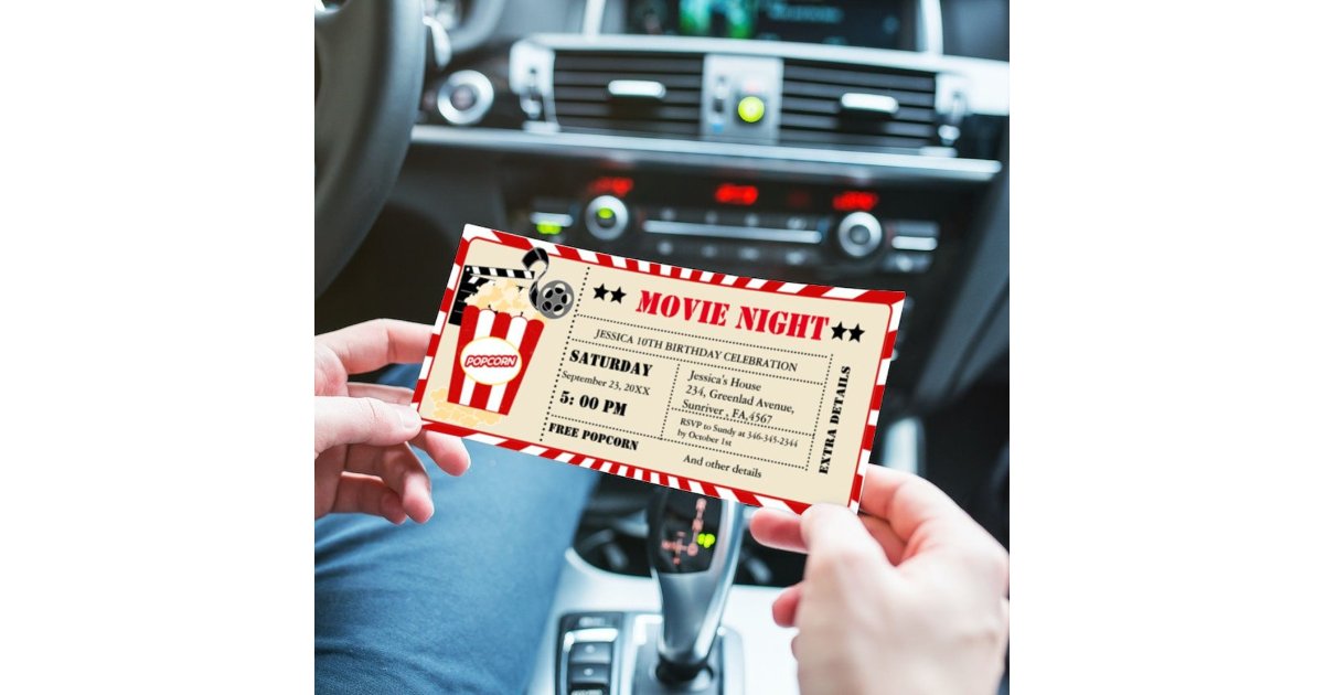 Vintage Cinema Movie Ticket Birthday party Invitation | Zazzle