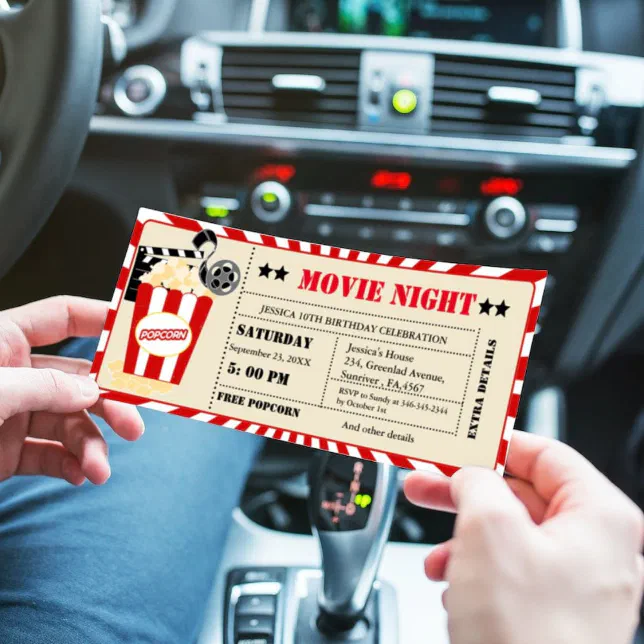 Vintage Cinema Movie Ticket Birthday party Invitation | Zazzle