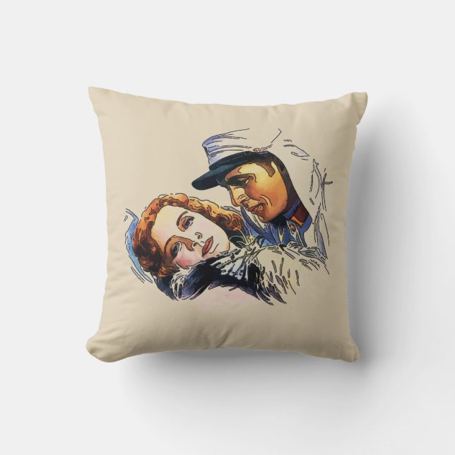 Vintage Cinema Style Throw Pillow (Front)