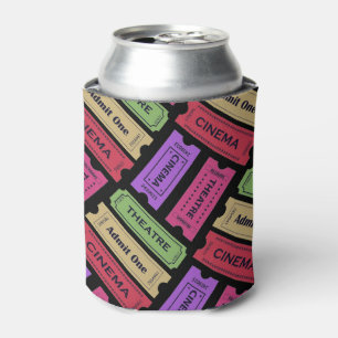 Vintage Cinema & Theatre Ticket Stubs Pattern Can Cooler