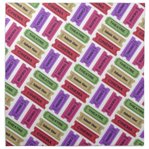 Vintage Cinema & Theatre Ticket Stubs Pattern Cloth Napkin