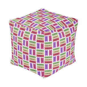 Vintage Cinema & Theatre Ticket Stubs Pattern Pouf