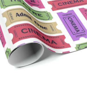 Vintage Cinema & Theatre Ticket Stubs Pattern Wrapping Paper