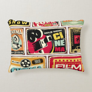 Vintage cinema tin signs collection. Movie industr Accent Pillow