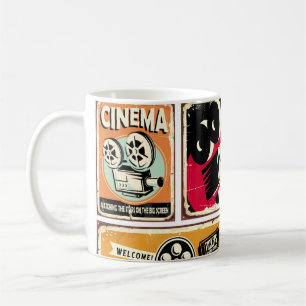 Vintage cinema tin signs collection. Movie industr Coffee Mug