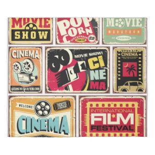 Vintage cinema tin signs collection. Movie industr Duvet Cover