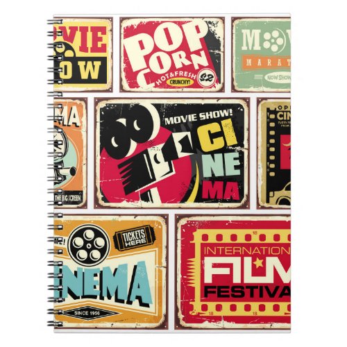 Vintage cinema tin signs collection Movie industr Notebook