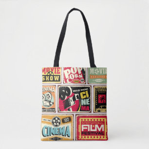 Vintage cinema tin signs collection. Movie industr Tote Bag