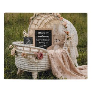 Vintage cinematic pregnancy announcement jigsaw puzzle