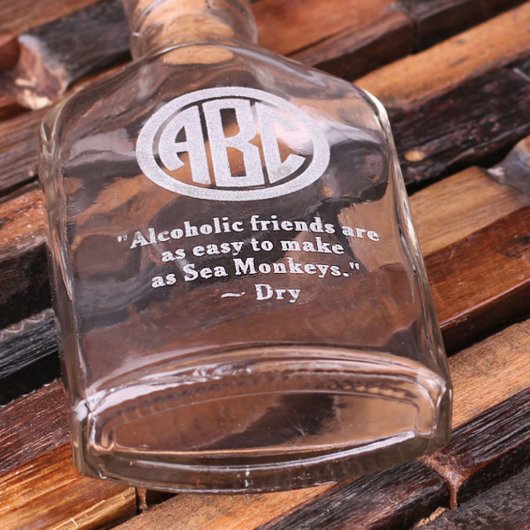 Vintage Circle Monogram Glass Whiskey Flask (Bottom)