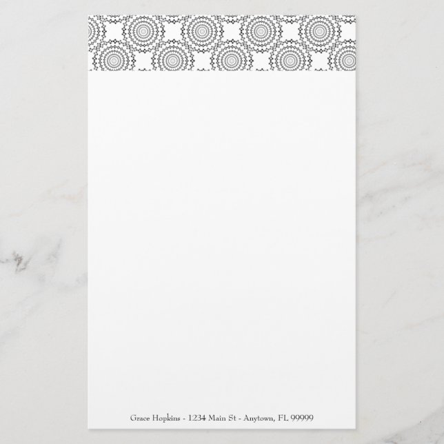 Vintage Circle Pattern Personalized Stationery (Front)