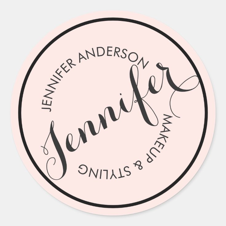 Vintage Circle Stamp Logo Makeup and Beauty Pink Classic Round Sticker