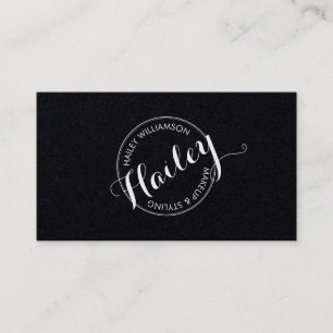 Vintage Circle Stamp Logo Makeup Artist Black Business Card