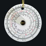 Vintage Circular Slide Rule Photograph Ceramic Ornament<br><div class="desc">For the nerdy geek in your life, this cool ornament features a high-resolution scan of a vintage antique circular slide rule showing various numeric scales. NOTE: This is NOT a working slide rule. Personalize this ornament by adding your own text to the back.</div>