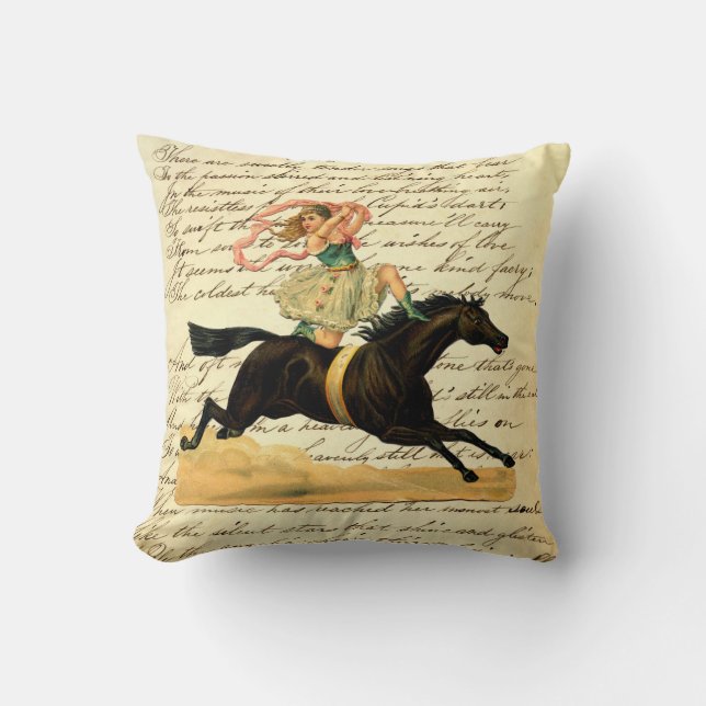 Vintage Circus Acrobat Girl Throw Pillow (Front)