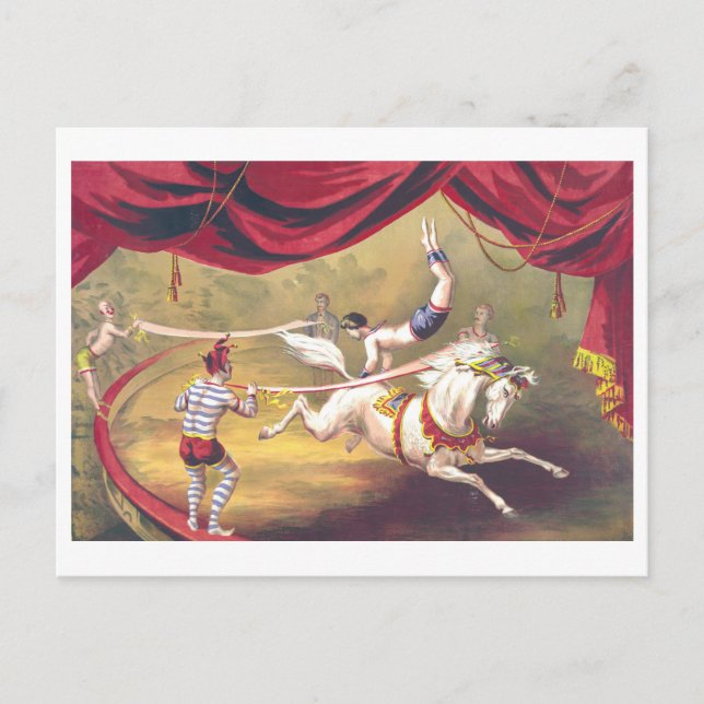 Vintage Circus Advertising Lithograph with Horses Postcard (Front)