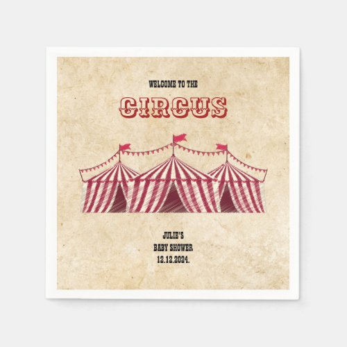 Vintage Circus Baby Shower Decor Retro Carnival Pa Napkins