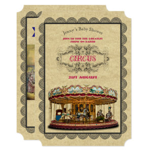 Vintage Circus Baby Shower Invitations Carnival