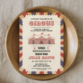 Circus themed clearance baby shower invitations