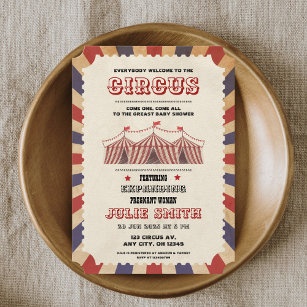 Vintage Circus Baby Shower Ticket Carnival Theme I Invitation