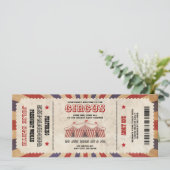 Vintage Circus Baby Shower Ticket Carnival Theme Invitation (Standing Front)