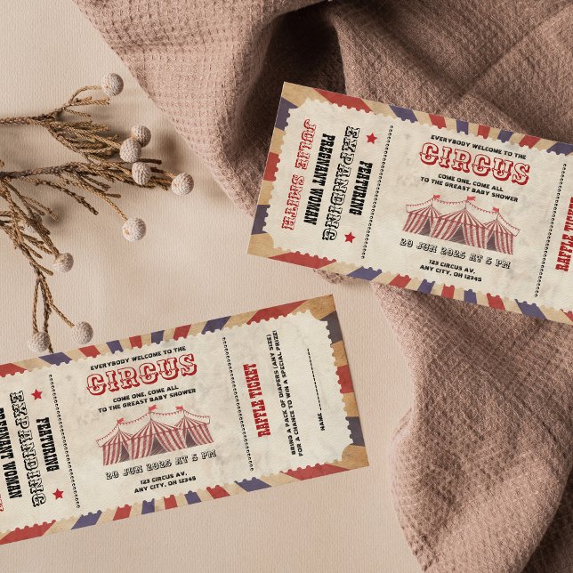 Vintage Circus Baby Shower Ticket Carnival Theme Invitation (Creator Uploaded)
