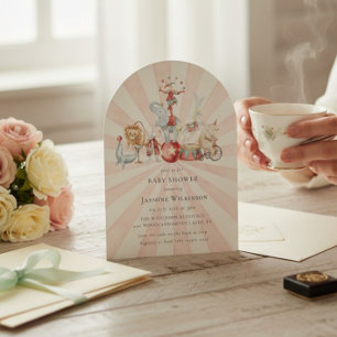 Vintage Circus Baby Shower with qr code Invitation