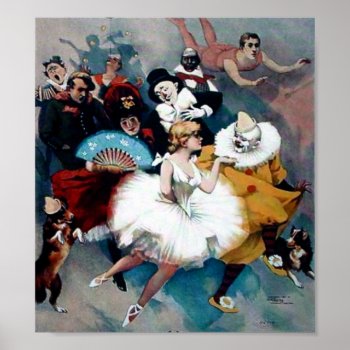 Vintage Circus Ballerina Clown Poster by EDDESIGNS at Zazzle