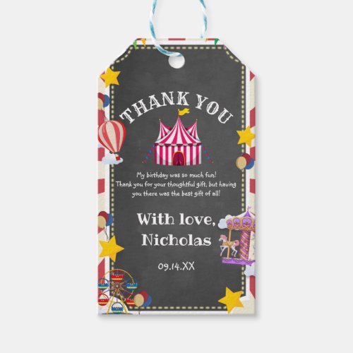 Vintage Circus Balloon Come One Come All Birthday  Gift Tags