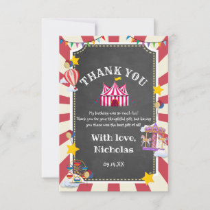 Vintage Circus Balloon Come One Come All Birthday Thank You Card