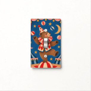 Vintage Circus Bear Balancing on Ball Whimsical Ar Light Switch Cover