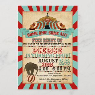 Vintage Circus Birthday Party Invitation