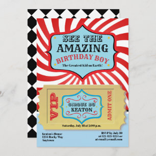 Vintage Circus Birthday Party Invitations