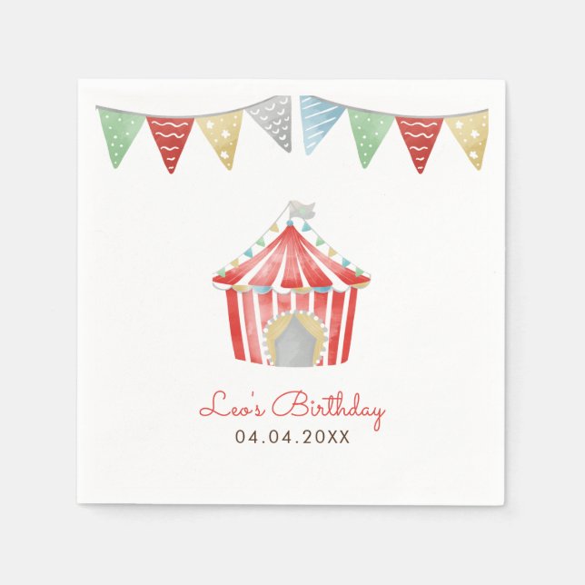Vintage Circus Birthday Party  Napkins (Front)
