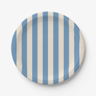 Vintage Circus Blue & Cream Stripes | Retro Carniv Paper Plates