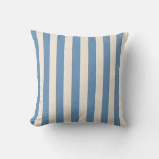 Vintage Circus Blue & Cream Stripes | Retro Carniv Throw Pillow
