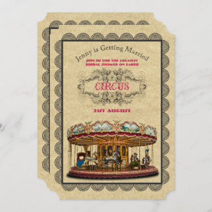 Vintage Circus Bridal Shower Carnival Carousel Invitation