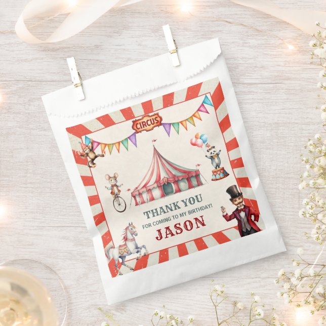 Vintage Circus Carnival Birthday favor bag (Clipped)