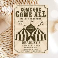 Vintage Circus Carnival Birthday Invitation