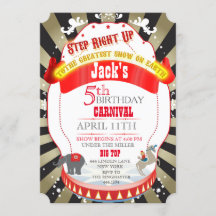 Vintage Circus Carnival Birthday Invitations