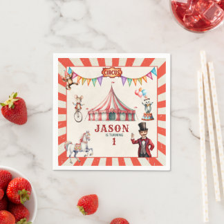 Vintage Circus Carnival Birthday Paper Napkin