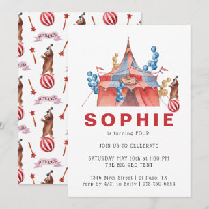 Vintage Circus Carnival Birthday Party Invitation