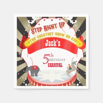 Vintage Circus Carnival Birthday Party Napkins by ThreeFoursDesign at Zazzle