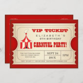Vintage Circus Carnival Birthday Party Ticket Invitation (Front/Back)
