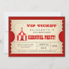 Vintage Circus Carnival Birthday Party Ticket