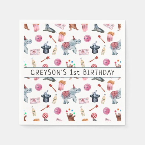 Vintage Circus Carnival Birthday Personalized Napkins
