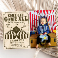 Vintage Circus Carnival Birthday Photo Invitation