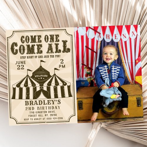 Vintage Circus Carnival Birthday Photo Invitation